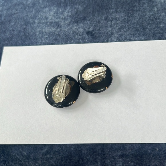 Black and gold clip earrings - Picture 2 of 2
